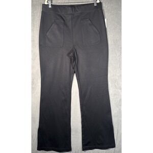 Maeve Anthropologie Eve Ponte Flare Wide Leg Pants Black Size XL Tall New NWT